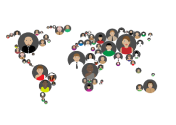 Illustration of people connected across a global community