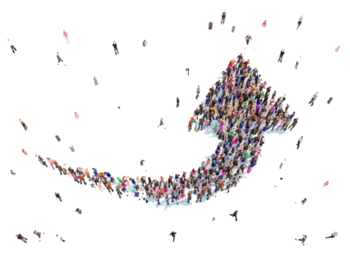 Illustration of people supporting growth together